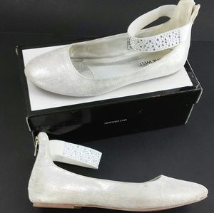 Nine West Kids Faye 2 Ballet Flats Girls 5 Silver